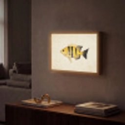 Geel - Vis - Strepen - Tropisch Light Box met batterij (Wandlamp) middel -sfeer1