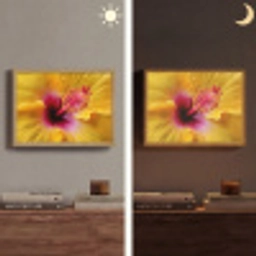 Geel - Hibiscus - Tropisch Light Box met batterij (Wandlamp) middel -sfeer3