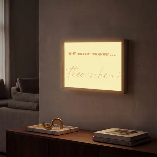 Geel - Oranje - if not now then when Light Box met batterij (Wandlamp) middel -sfeer1