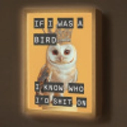 Geel - Uil - Vogel - Decoratie Light Box met batterij (Wandlamp) middel -z3d_website