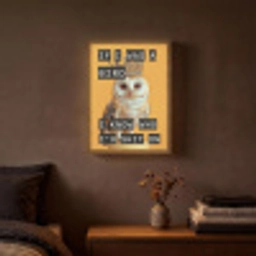 Geel - Uil - Vogel - Decoratie Light Box met batterij (Wandlamp) middel -sfeer4