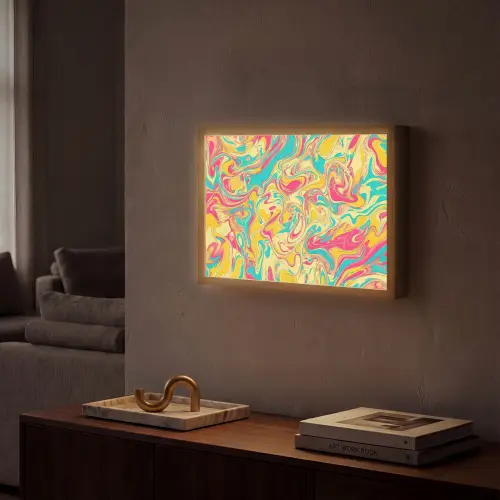 Geel - Roze - Blauw - Retro Light Box met batterij (Wandlamp) middel -sfeer1