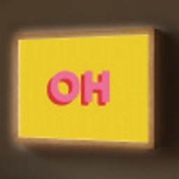 Geel - Roze - Oh - 3D Light Box met batterij (Wandlamp) middel -z3d_website