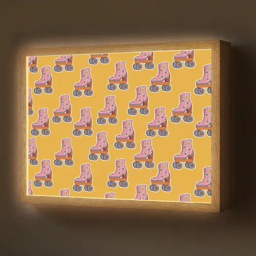Geel - Rolschaatsen - Patroon Light Box met batterij (Wandlamp) middel 907 -z3d_website