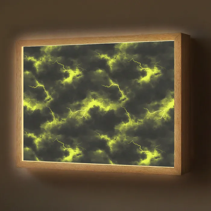 Geel - Storm - Wolken Light Box met batterij (Wandlamp) middel 907 -z3d_website