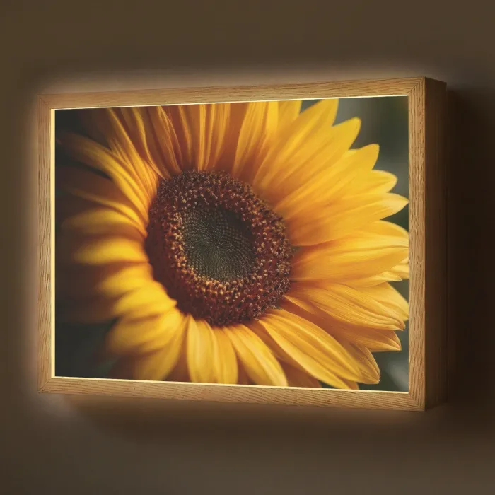 Geel - Zonnebloem - Zomers Light Box met batterij (Wandlamp) middel -z3d_website