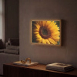 Geel - Zonnebloem - Zomers Light Box met batterij (Wandlamp) middel -sfeer1
