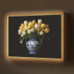 Geel - Tulpen - Vaas - Bloemen Light Box met batterij (Wandlamp) middel -z3d_website