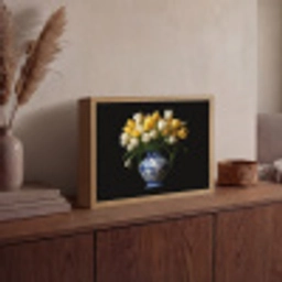 Geel - Tulpen - Vaas - Bloemen Light Box met batterij (Wandlamp) middel -sfeer2