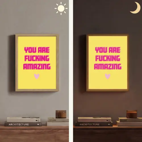 Geel - Valentijn - Tekst Light Box met batterij (Wandlamp) middel -sfeer3