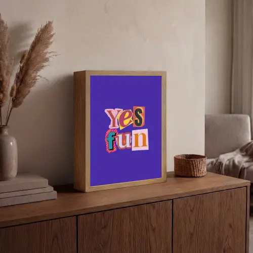 Yes fun - Kleurrijk - Collage-stijl Light Box met batterij (Wandlamp) middel -sfeer2