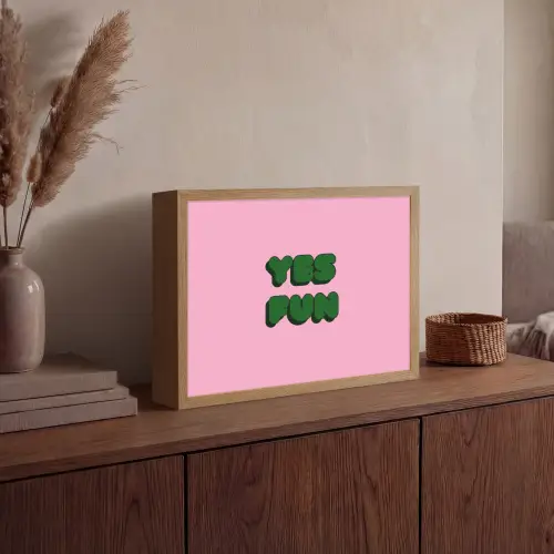 Yes fun - Groen - Roze Light Box met batterij (Wandlamp) middel -sfeer2