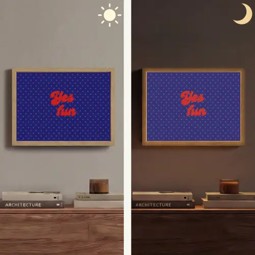Yes fun - Rood - Blauw - Stippen Light Box met batterij (Wandlamp) middel -sfeer3