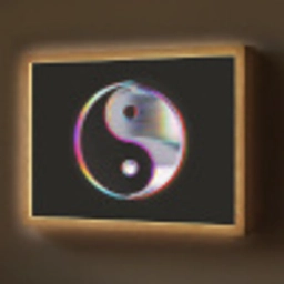 Yin-Yang - Cirkel - Regenboog Light Box met batterij (Wandlamp) middel -z3d_website