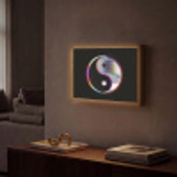 Yin-Yang - Cirkel - Regenboog Light Box met batterij (Wandlamp) middel -sfeer1