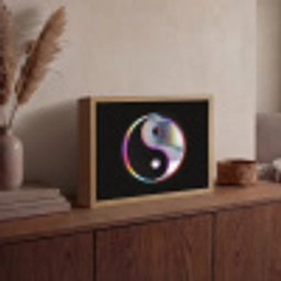 Yin-Yang - Cirkel - Regenboog Light Box met batterij (Wandlamp) middel -sfeer2