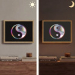 Yin-Yang - Cirkel - Regenboog Light Box met batterij (Wandlamp) middel -sfeer3