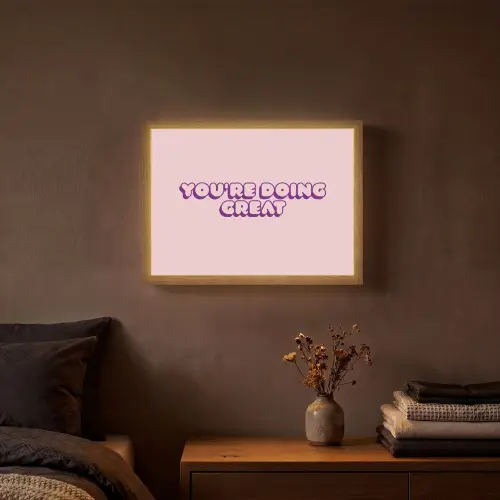 You're doing great - roze - 3D Light Box met batterij (Wandlamp) middel -sfeer4