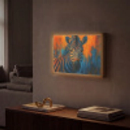 Zebra - Abstract - Blauw Light Box met batterij (Wandlamp) middel -sfeer1