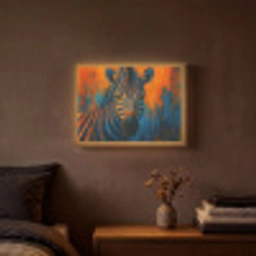 Zebra - Abstract - Blauw Light Box met batterij (Wandlamp) middel -sfeer4