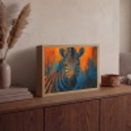 Zebra - Abstract - Blauw Light Box met batterij (Wandlamp) middel -sfeer2