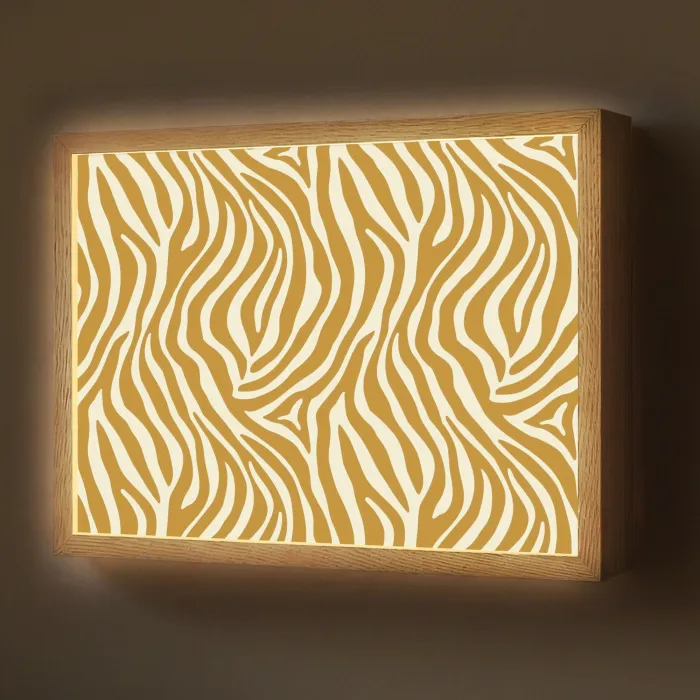 Zebra - Klassiek - Oker - Geel Light Box met batterij (Wandlamp) middel 907 -z3d_website