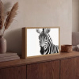 Zebra - Close-up - Zwart - Strepen Light Box met batterij (Wandlamp) middel -sfeer2