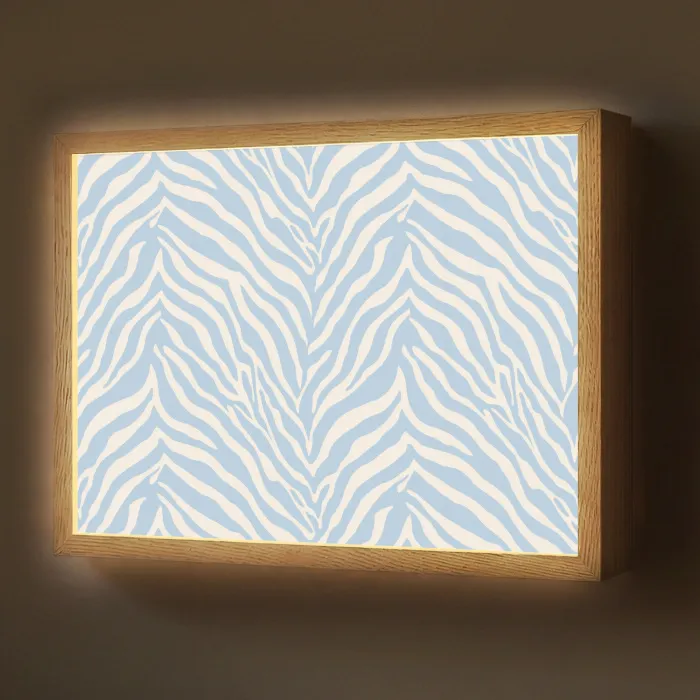 Zebra - Motief - Blauw - Wit Light Box met batterij (Wandlamp) middel 907 -z3d_website