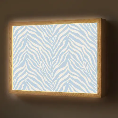 Zebra - Motief - Blauw - Wit Light Box met batterij (Wandlamp) middel 907 -z3d_website