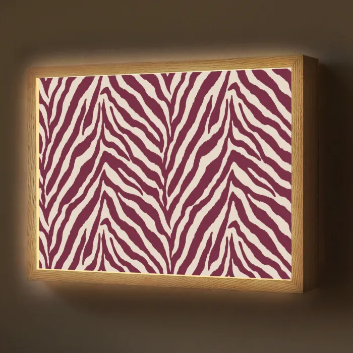 Zebra - Motief - Bordeaux - Rood Light Box met batterij (Wandlamp) middel 907 -z3d_website
