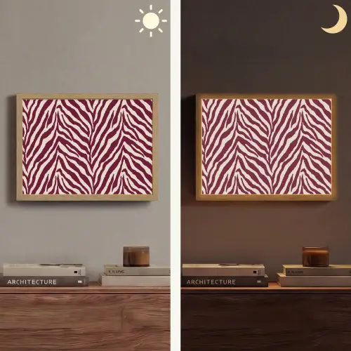 Zebra - Motief - Bordeaux - Rood Light Box met batterij (Wandlamp) middel 907 -sfeer3