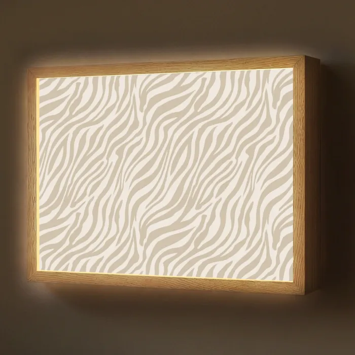 Zebra - Patroon - Beige Light Box met batterij (Wandlamp) middel 907 -z3d_website