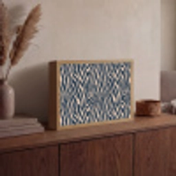 Zebra - Patroon - Blauw - Beige Light Box met batterij (Wandlamp) middel 907 -sfeer2