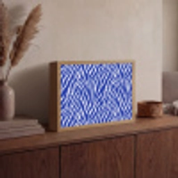 Zebra - Patroon - Kobalt - Blauw Light Box met batterij (Wandlamp) middel 907 -sfeer2