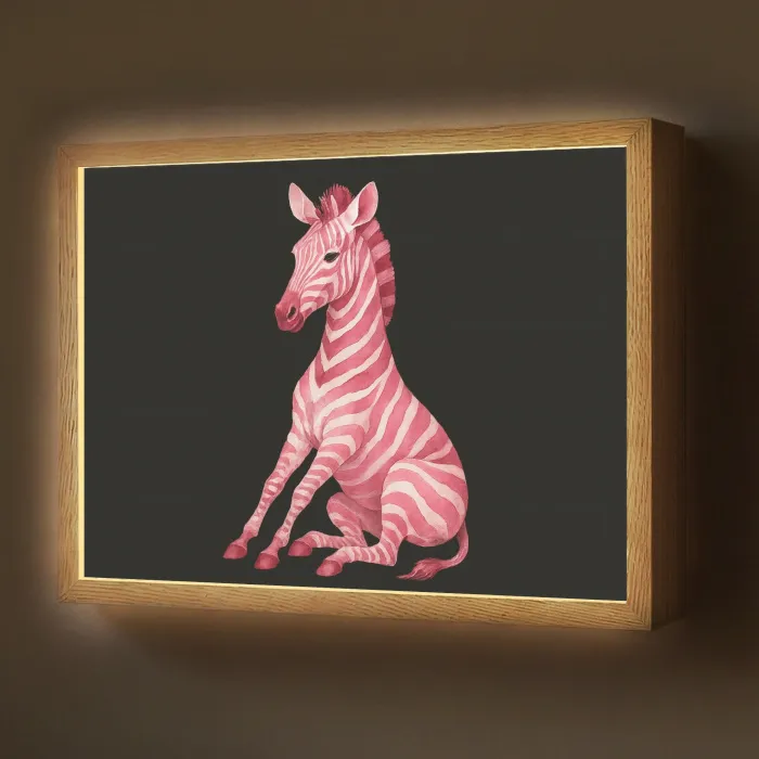 Zebra - Roze - Gestreept Light Box met batterij (Wandlamp) middel -z3d_website