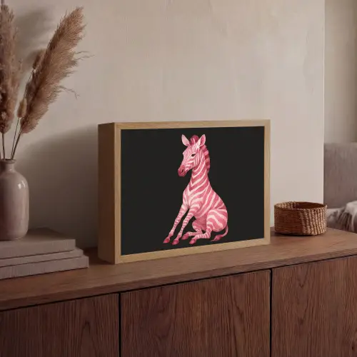 Zebra - Roze - Gestreept Light Box met batterij (Wandlamp) middel -sfeer2