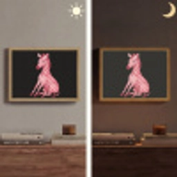 Zebra - Roze - Gestreept Light Box met batterij (Wandlamp) middel -sfeer3