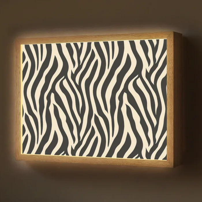 Zebra - Print - Klassiek - Zwart Light Box met batterij (Wandlamp) middel 907 -z3d_website