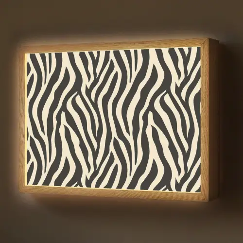 Zebra - Print - Klassiek - Zwart Light Box met batterij (Wandlamp) middel 907 -z3d_website