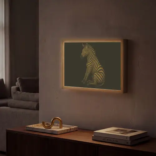 Zebra - Strepen - Goud Light Box met batterij (Wandlamp) middel -sfeer1
