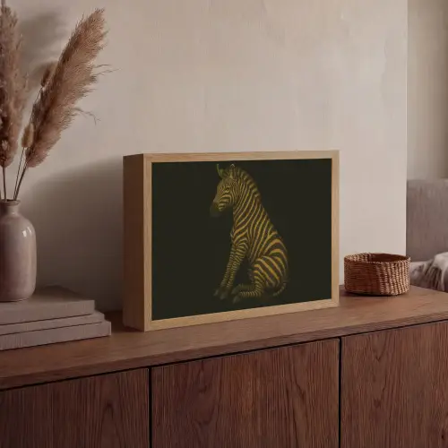 Zebra - Strepen - Goud Light Box met batterij (Wandlamp) middel -sfeer2