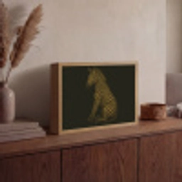 Zebra - Strepen - Goud Light Box met batterij (Wandlamp) middel -sfeer2