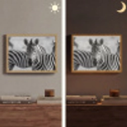 Zebra's - Zwart - Wit Light Box met batterij (Wandlamp) middel -sfeer3