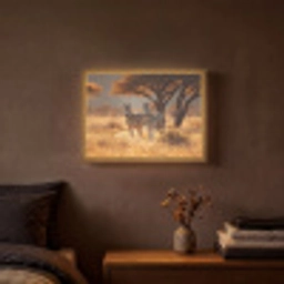 Zebra's - Savannelandschap - Gras Light Box met batterij (Wandlamp) middel -sfeer4