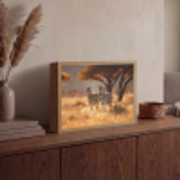 Zebra's - Savannelandschap - Gras Light Box met batterij (Wandlamp) middel -sfeer2