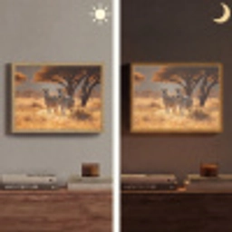 Zebra's - Savannelandschap - Gras Light Box met batterij (Wandlamp) middel -sfeer3