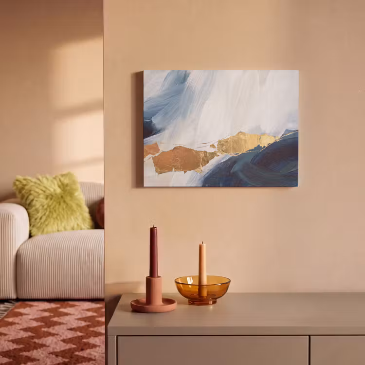 Abstract - Acryl - Blauw - Goud - Elegant PET vilt klein -sfeer1
