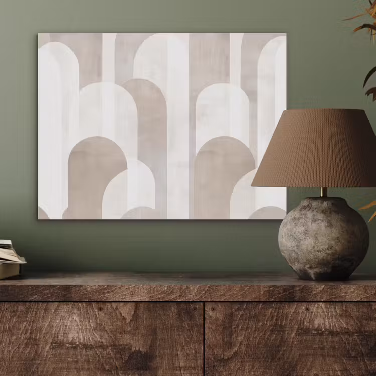 Abstracte bogen - Modern - Beige PET vilt klein -sfeer2