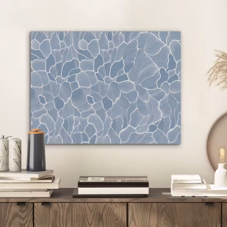 Abstract - Blauw - Bladeren PET vilt klein -sfeer1