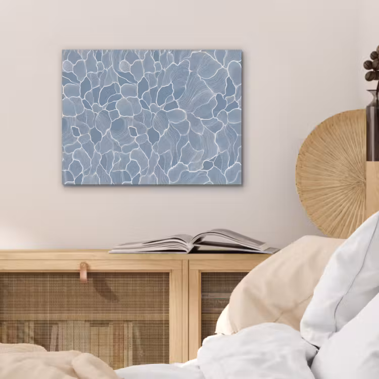 Abstract - Blauw - Bladeren PET vilt klein -sfeer3